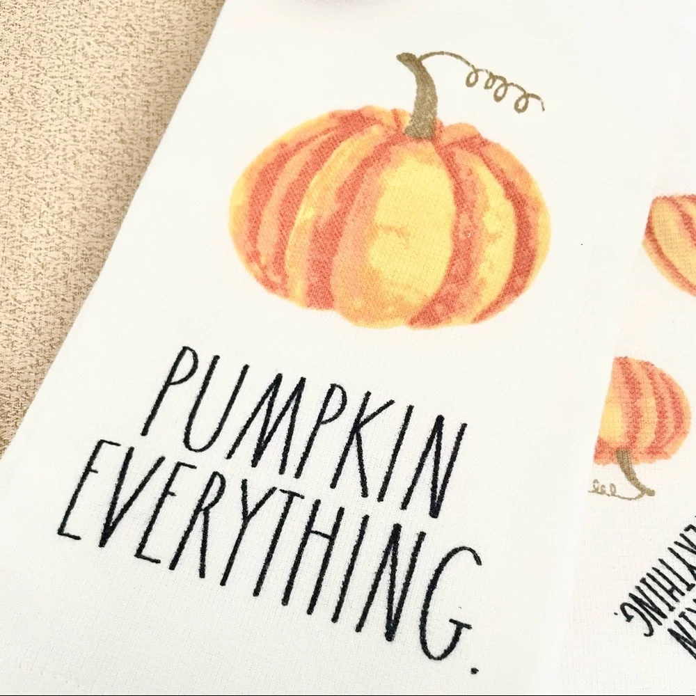 🆕Rae Dunn 2PK PUMPKIN EVERYTHING Kitchen Towels